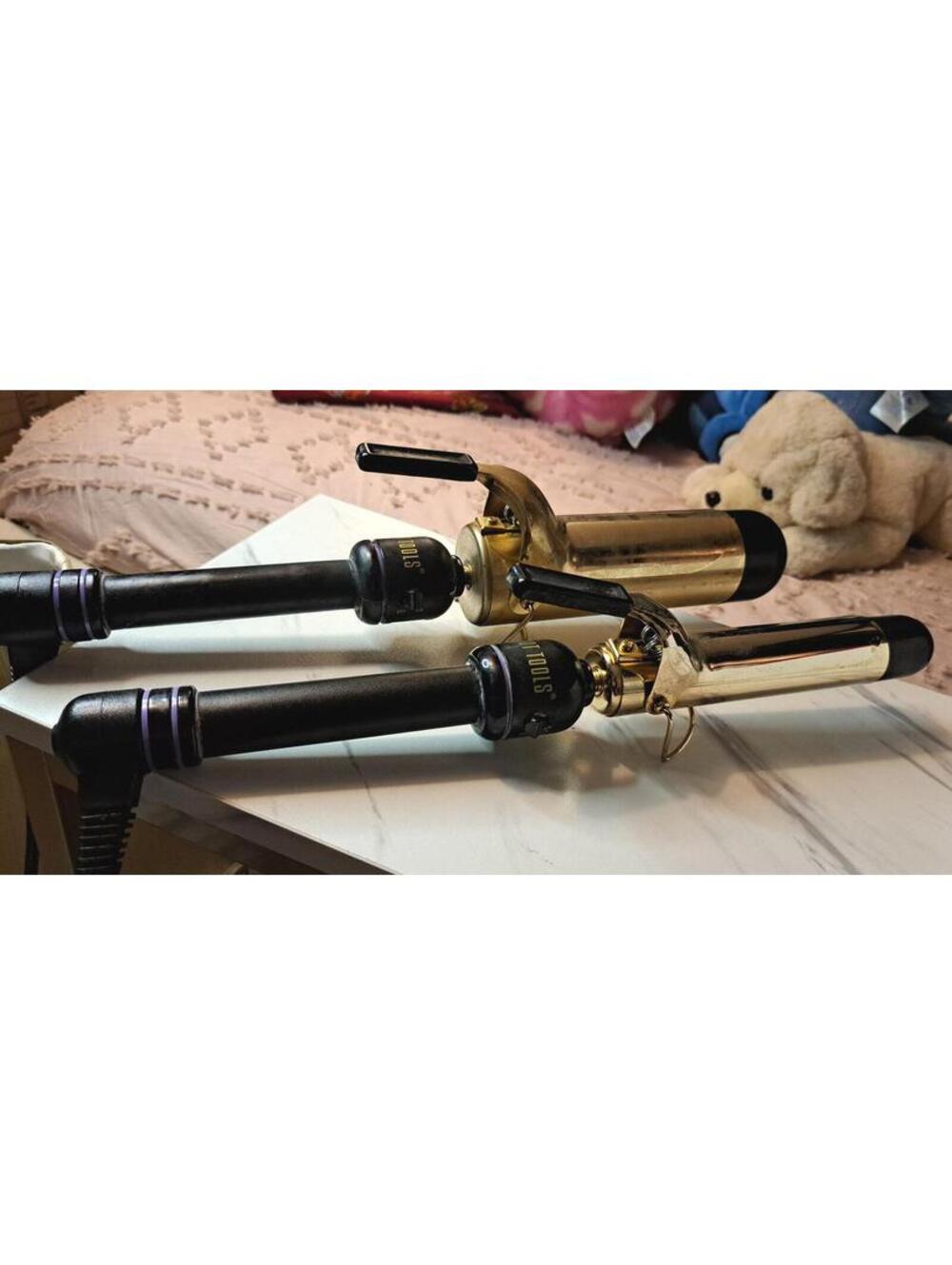 Set of 2 Hot Tools Pro Signature 24K Gold Curling Irons 2"/1.25"